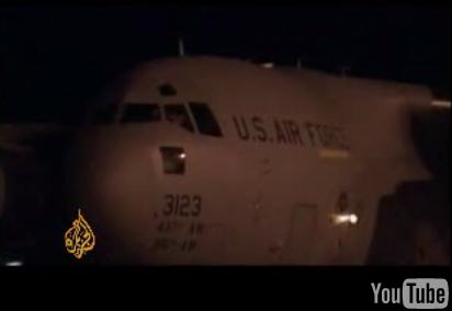 A US Air Force jet arrives at Khartoum with Sami al-Haj aboard after his release from Guantanamo