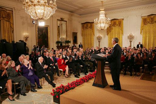 President George W. Bush delivers his farewell address to the nation Thursday evening, Jan. 15, 2009, from the East Room of the White House. - White House photo by Eric Draper